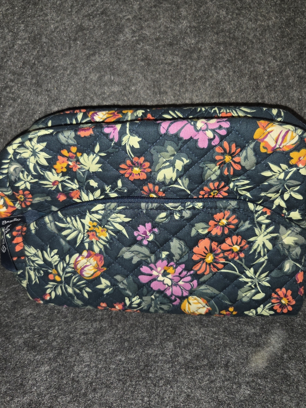 Vera Bradley Floral Quilted Cosmetic Pouch in Navy